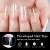 AddFavor 600pcs Square Nail Tips, Medium Square Gel X Nail Tips Clear Fake Nails Full Cover Acrylic Nail Tips for Extension Nail Manicure Salon Home DIY