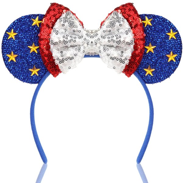 Needzo 4th of July Mouse Ears Headband, Patriotic Hair Accessories and Party Props, One Size