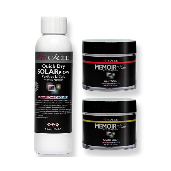 Fast Setting Acrylic Nail Kit, Quick Dry Solar Glow, Includes Acrylic Liquid And Powder, Professional Monomer and Polymer, No MMA, Low Odor (Clear & White)