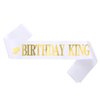 Generic Birthday King Sash White, Birthday Sashes for Boys or Men Gold Foil Letter 21st 30th 40th 50th 60th or Any Fun Birthday Party Favors Decoration (White Gold)