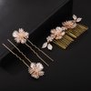 Teyglen Flower Bridal Hair Comb Hair Pins Leaf Bride Wedding Hair Comb Gold Silver Flower Leaf Headpiece Flower Hair Comb Clips Hair Accessories for Women Flower Girls (Gold)