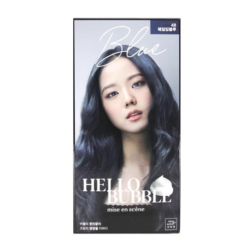 Korean Hello Bubble Hair Easy At-Home Color with Hair Ampoule for Hair Protection Vivid Color Hair Dye for Mise en scene (Whale Deep Blue)