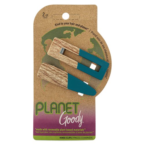 Planet Goody Hinge Hair Clips - 2 Count, Blue - Slideproof Grip to Style With Ease - Hair Accessories for Men, Women, Boys & Girls - For All Hair Types - Made with Plant Based Materials
