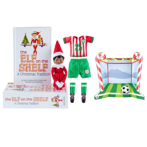 The Elf on the Shelf Christmas Tradition Box Set with Elf (Dark Tone Girl), Story Book and North Pole Goal and Gear Claus Couture Accessory (Multi-Item Bundle)