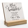 ANIANG Wedding Bubbles Desk Decor, Wedding Decor, Bubbles for Wedding, Bubbles Wedding Wood Plaque Sign, Wedding Accessories for Reception Wooden Plaque Sign with Wood Stand for Wedding Send Off