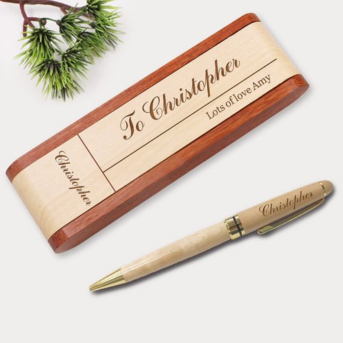 Pens Ballpoint Personalized Engraved Pen Gifts for Men Women Him Husband Dad Grandad Grandchild Nanny Daughter Granddaughter Wife ECO-Friendly Wooden Engraved Pen Gadgets Gift(Your Text)