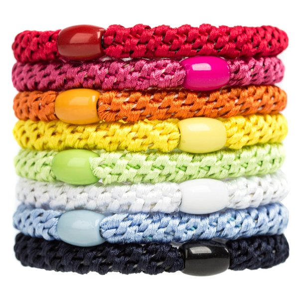 WILDREEDS 8Pcs Hair Ties for Thick Hair, Hair Tie Bracelet Ponytail Holders, Exceptionally Secure with Gentle Hold Hair Ties for Girls and Women Hair Accessories, Mixed Color 9