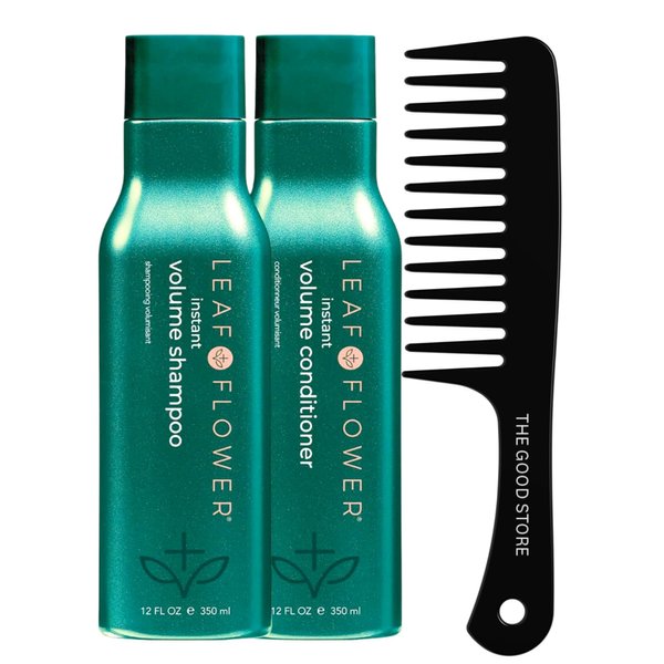 Leaf Flower Instant Volume Shampoo & Conditioner 12 oz Duo | Green | Good Store Hair Comb