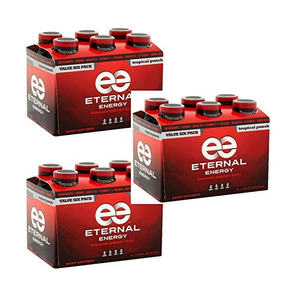 Eternal Energy Premium Energy Shot (Tropical Punch, 6 count, Pack of 3)