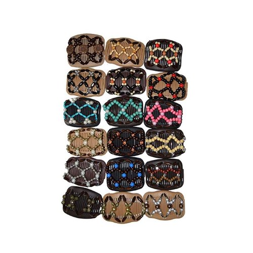 Vintage Beads Elastic Women Gift Lady Hair Styling Double Side Magic Comb Headwear Decor Fashion Design Hair Clips，Styling Tools