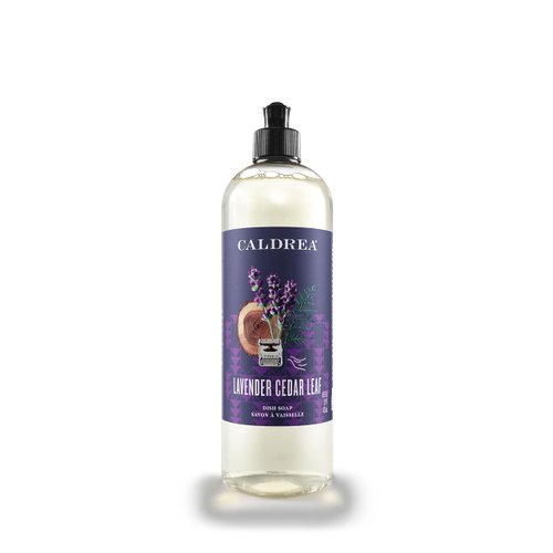 Caldrea Dish Soap, Biodegradable Dishwashing Liquid made with Soap Bark and Aloe Vera, Lavender Cedar Leaf Scent, 16 oz