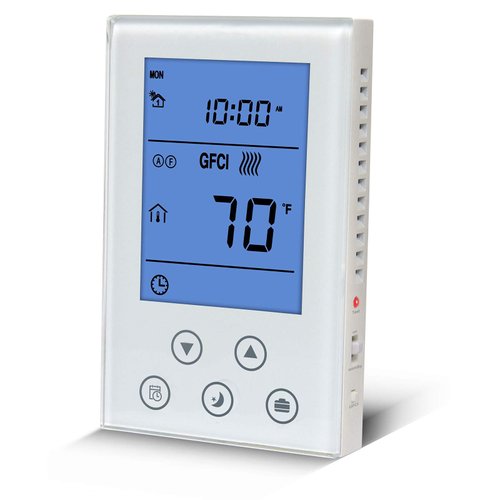 Programmable Thermostat for House Radiant Underfloor Heating, Home Heat Floor Mat Controller self-Adaption AC(120/240V) Voltage, Dual Sensing(Air&Floor Sensor) Built-in Class A GFCI, Power 3600W