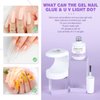 SAVILAND Gel X Nail Glue with Lamp Kit, 4-in-1 U V Nail Glue Gel DUO 15 ML for Nail Tips and U V Nail Lamp for Nails Fast Curing Nail Glue for Gel X Nail Extension DIY Nail Art