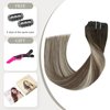 EYEFULL STELL Ombre Clip in Hair Extensions Real Human Hair 20inch 120G 7PCS Natural Straight Remy Clip on Human Hair Extensions Balayage Walnut Brown to Ash Brown Mix Light Blonde Thick Clip ins Hair