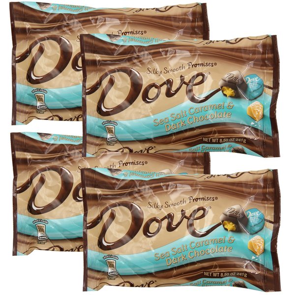 Dove Silky Smooth Sea Salt Caramel Dark Chocolate 8.5oz (pack of 4 Bags)