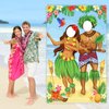 Luau Couple Photo Door Banner Hawaiian Party Decorations Tiki Luau Photo Props Aloha Tiki Banner for Party Hawaiian Door Banner Luau Party Supplies for Tropical Beach Party, 6 x 3.6 ft