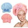 Free Eagle Microfiber Towel Head Wrap, 2 Packs Hair Towel for Curly & Quick Drying Wet Hair, Bath Towel, Absorbent Hair Turban Shower for Women (Pink, Blue)