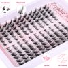 Zegaine Lash Clusters Kit Fluffy Eyelash Extension Cat Eye Lashes Natural Look Left & Right DIY Lash Extension Kit Wispy Fox Eye Eyelash Cluster Kit with Lash Glue, Tweezers, Brushes 132pcs 11 Pairs