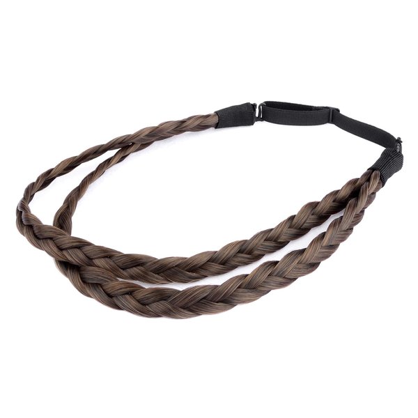 Gledola Double Three Strands Braid Headband Synthetic Hair Plait Headband for Women Hair Accessory (Copper Brown)