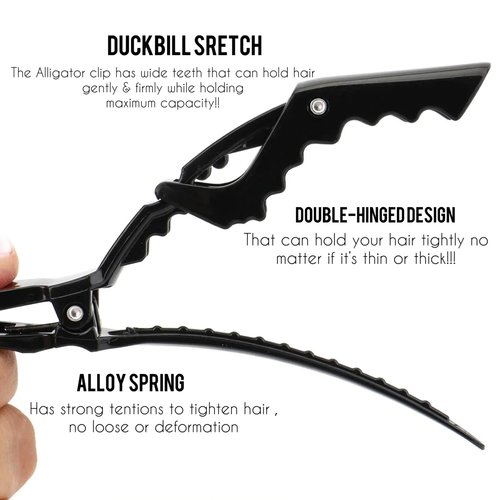 Alligator Hair Clips- 6 Pieces- BLACK, PINK & RED- Non-Slip Salon Quality Hair Clips, Perfect for Styling & Sectioing Clips (RED)