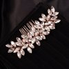 Teyglen Simple Full Rhinestones Bride Wedding Hair Comb Crystal Hair Pieces Luxurious Hair Accessories for Bride Bridal Side Hair Combs for Women Bride Girls (Rose Gold)
