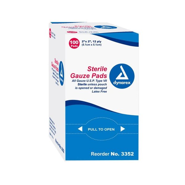 GAUZE PADS ST 2X2 12PLY ***DYN 100