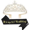 Happy 50th Birthday Decorations for Women with 50th Birthday Sash for Women & 50th Birthday Crown, Best Gifts 50th Birthday Gifts for Her 50th Birthday Gifts for Women 50th Birthday Party Decorations