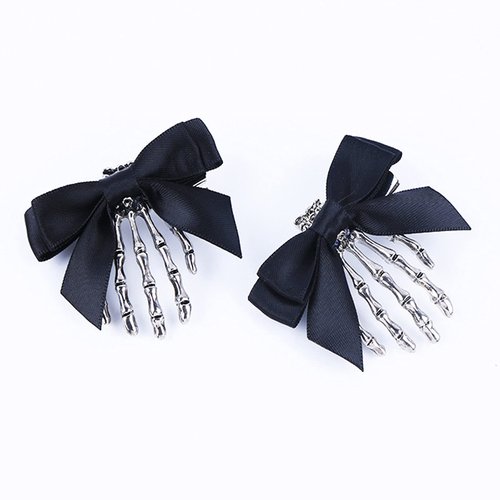 Soochat 2 Pcs Halloween Skeleton Claws Hair Clips Skull Hand Barrettes Bone Claw Hairpins Hair Clip Halloween Horror Party Decoration Cosplay Costume Headpiece Hair Accessories