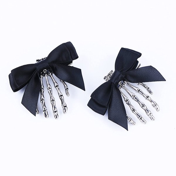 Soochat 2 Pcs Halloween Skeleton Claws Hair Clips Skull Hand Barrettes Bone Claw Hairpins Hair Clip Halloween Horror Party Decoration Cosplay Costume Headpiece Hair Accessories