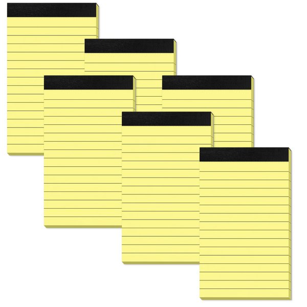 Small Note Pads 3x5 Yellow Pocket Writing Pads 6 Pack Lined Notepads Yellow Small Pads of Paper 3x5 Inch with 30 Sheets per Notepad 80Gsm Paper Pads Mini Note Pads 3x5" Pocket Notepads for Home Office
