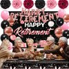 Retirement Party Decorations for Women, Rose Black Retirement Decorations for Women Include HAPPY RETIREMENT Balloons Banner Paper Pompons Retired Backdrop Tablecloth Cake Toppers