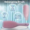 Hair Care Set 8 Pieces: Detangler Brush, 3 Microfiber Hair Towels, 3 Satin Scrunchies, Scalp Massager Shampoo Brush - For Curly Girl or Straight Hair