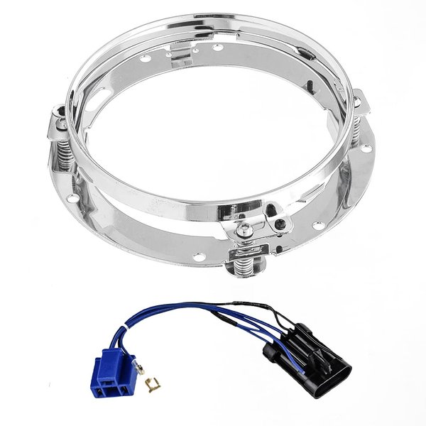 SKTYANTS 7 Inch Headlight Ring Bracket Mounting for Softail Touring FLD Road King Street Glide Headlight Trim Mount(Chrome)