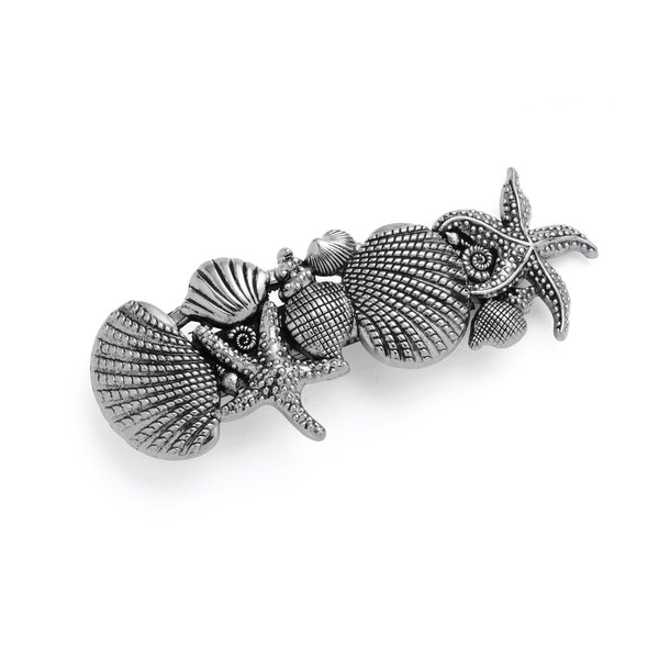 Starfish Shell French Barrettes Classic Ocean Theme Hair Clips Personalized Jewelry Alloy Hair Styling Accessories (Silver-Starfish Shell)