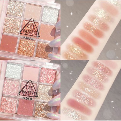 PICKX 9 Colors Glitter Eyeshadow Makeup Palette Matte High Pigmented Colorful Creamy Texture Eye Shadow Powder Natural Waterproof Long Lasting Eyeshadow Powder Cosmetics (pink)