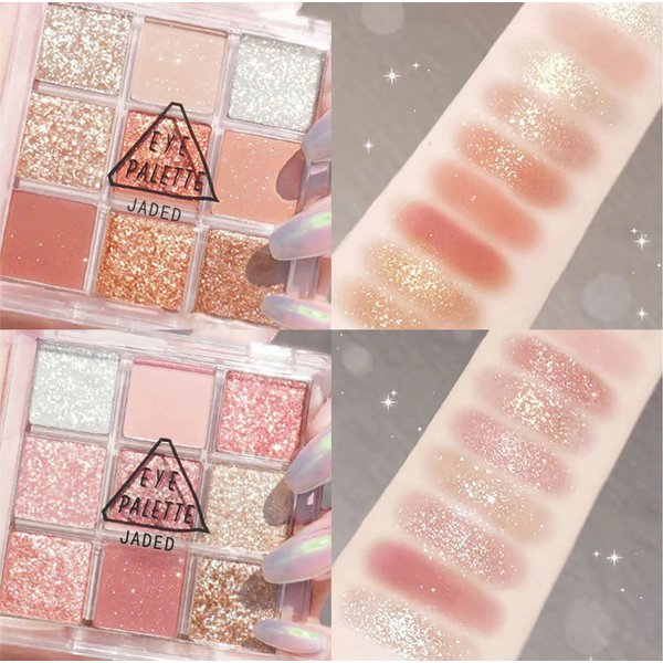 PICKX 9 Colors Glitter Eyeshadow Makeup Palette Matte High Pigmented Colorful Creamy Texture Eye Shadow Powder Natural Waterproof Long Lasting Eyeshadow Powder Cosmetics (pink)