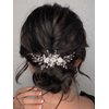 Latious Flower Bride Wedding Hair Comb Silver Pearl Bridal Hair Clip Crystal Hair Piece Hair Accessories for Women and Girls