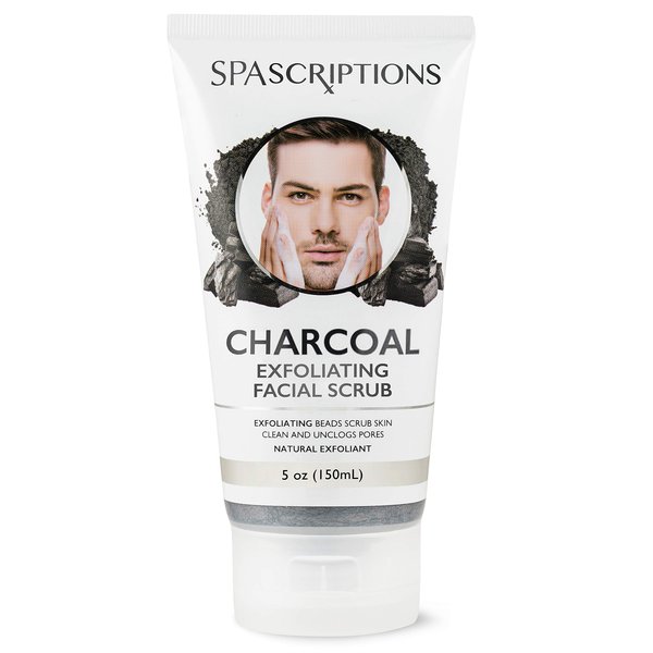 Spascriptions Charcoal Facial Cleanser Exfoliating Facial Scrub Face Wash with Natural Exfoliant- 5 Oz