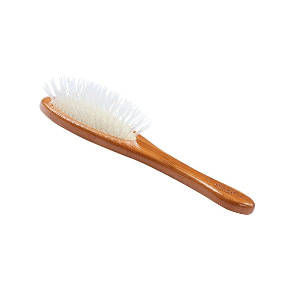Bass Brushes | Ultra-Flex | Style & Detangle Pet Brush | Ultra-Flex Nylon Bristle | Pure Bamboo Handle | Full Oval | Dark Finish | Model A24-DB