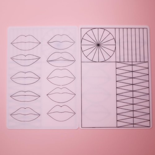 4pcs Lip Practice Skin Pmu Latex Practice Skin Lips,Thick Lip Latex Tattoo Practice Skin Outline Double Side,Silicone Sheets Fake Skin for Permanent Makeup,(Lip Shapes with Black Line)