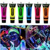 Black Light Neon Face and Body Paint Glow in the Dark Paint Halloween Blacklight Glow Party 6 Color 24 tubes