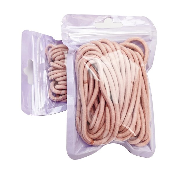Herina Light Pink Hair Ties Ponytail Holders 4mm Nylon Hairties Thick Ponytail Holder For Fine Hair to Medium Suit Men Women Girls Kids No Pull No Damage Stretchy Elastic Rubber Band 60Pcs