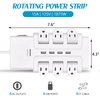 E-Macht Power Strip Surge Protector with Rotating Outlets 6 ft Long Extension Cord Mountable Swivel Power 6 AC Outlets+4 USB Ports, 1020J 15A 1875W,for Home, Office, Room