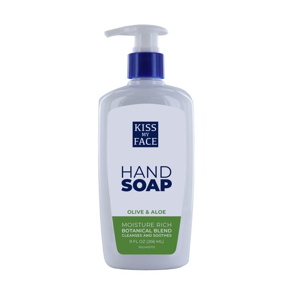 Kiss My Face Moisture Liquid Hand Soap ? Vegan and Cruelty Free Hand Wash Soap ? 9 fl oz Bottle with Pump Dispenser (Olive and Aloe, Pack of 1)