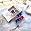 Independence Day Press on Nails Short Square Fake Nails American Flag Designs False Nails Glossy 4th of July Red Blue Acrylic Nails USA Patriotic Full Cover Glue on Nails for Women and Girls