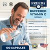 FREEDA Vitamin C - Buffered Vitamin C 500mg - Kosher - Powerful Antioxidant Immune Support - Sensitive Stomach Vitamins C Capsules Calcium Ascorbate - Vitamin C 500 mg - VIT C Supplement (100 Count)