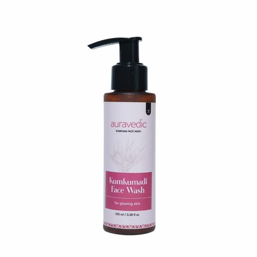 Auravedic Kumkumadi Unisex Purifying Face Wash | Moisturizing Shea Butter Foaming Facial Cleanser | Organic with Saffron and Red Sandalwood 3.38 Fl Oz 100ml