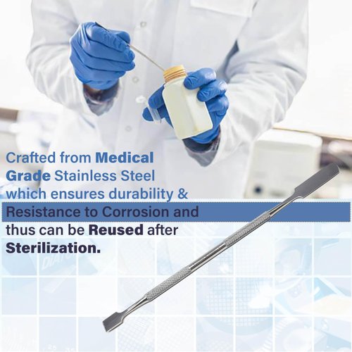 A2Z Lab Spatula Stainless Steel Sampler Spatula Double-Ended Spatula with Flat Ends for Handling Mixing Transfering Cream, Gel, Powder- Laboratory Supplies for Experiments & Lab Use - 6.25" Length