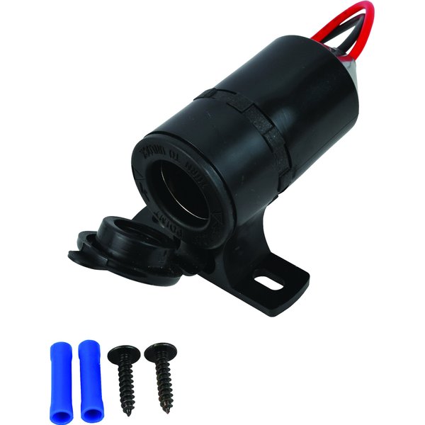 Attwood 11862-6 Universal 12V Cigarette Lighter Adapter Socket Outlet for Marine/RV with Mounting Kit, Black