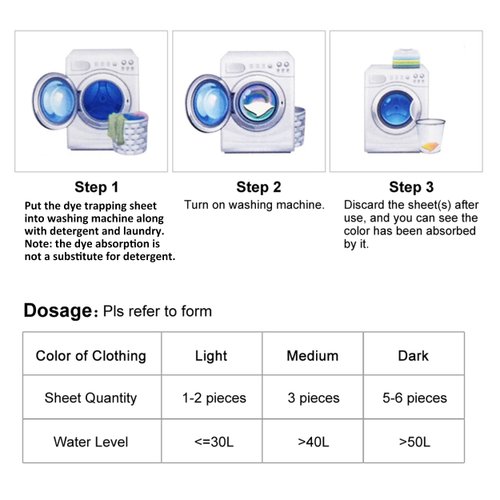 RUILLSEN Laundry Dye Absorption 24 Count Sheets,Home Household Supply Dye Trapping Color Grabber Collector Keeper Stain Remover Sheets Combine Dye Absorption In Wash Machine for Homecoming Dress